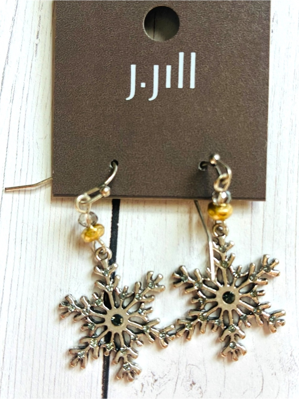 New NWT J. Jill Silver Rhinestone Snowflake Necklace, Brooch, Earrings Set $112 - Picture 5 of 6